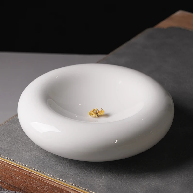 Creative Circular Ceramic Plate with Double Layer Insulation Western Dining Plate White Personalized Restaurant Soup Plate