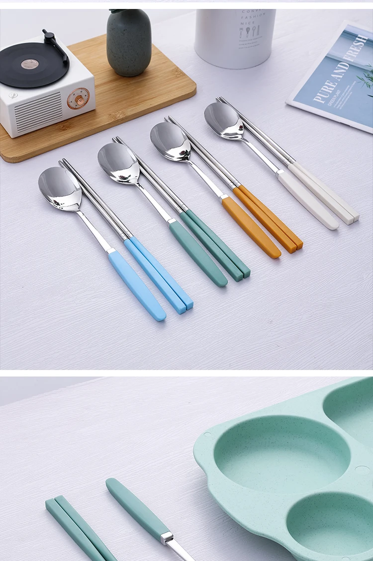 Korean Tableware Set 304 Stainless Steel Cutlery Set High Quality Dinner Set Spoon Chopsticks Set Dinnerware 8Pcs Cutlery Sets