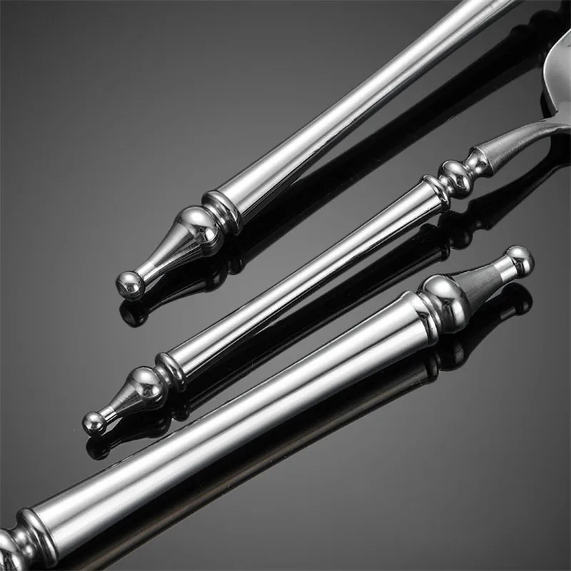 3/4/5/6PCS Silm Romantic 304 Stainless Cutlery Set Hotel French Tableware Wedding Table Decoration Luxury Spoon Fork Knife