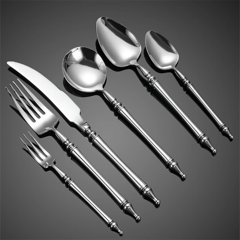 3/4/5/6PCS Silm Romantic 304 Stainless Cutlery Set Hotel French Tableware Wedding Table Decoration Luxury Spoon Fork Knife