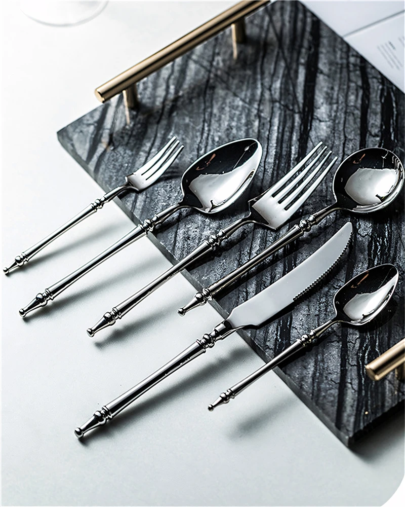 3/4/5/6PCS Silm Romantic 304 Stainless Cutlery Set Hotel French Tableware Wedding Table Decoration Luxury Spoon Fork Knife 3/4/5/6PCS Silm Romantic 304 Stainless Cutlery Set Hotel French Tableware Wedding Table Decoration Luxury Spoon Fork Knife