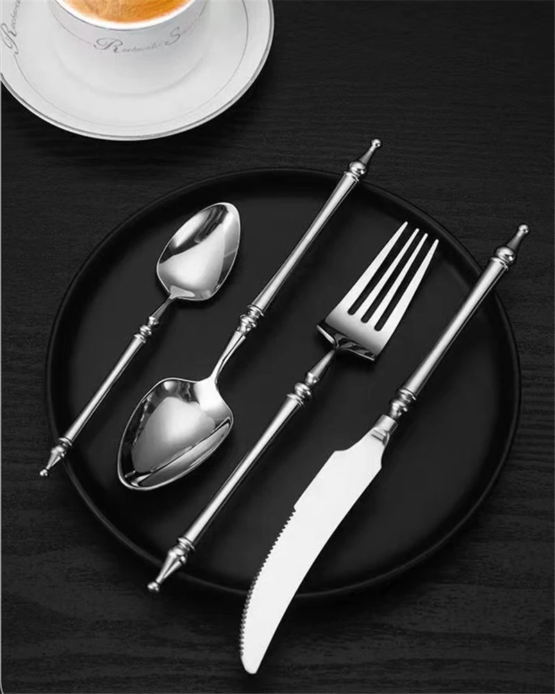 3/4/5/6PCS Silm Romantic 304 Stainless Cutlery Set Hotel French Tableware Wedding Table Decoration Luxury Spoon Fork Knife