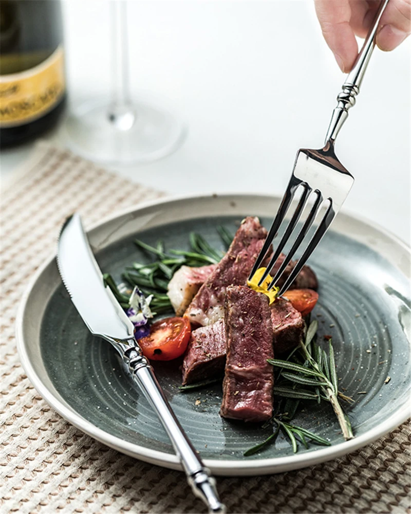 3/4/5/6PCS Silm Romantic 304 Stainless Cutlery Set Hotel French Tableware Wedding Table Decoration Luxury Spoon Fork Knife