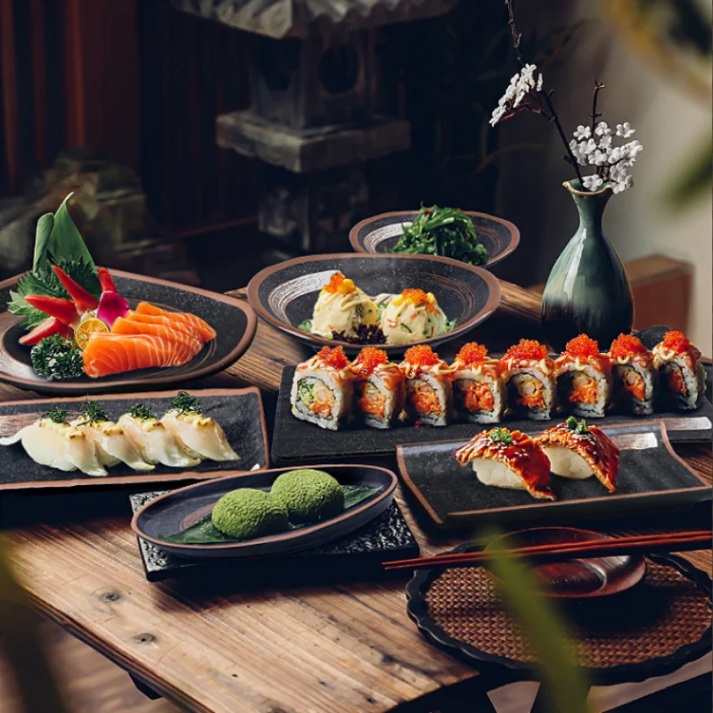 Melamine Dinner Plate Restaurant Tableware Set Serving Plate Sushi Plates Seasoning Dish Dessert Bowl Fruit Plates Salad Bowl