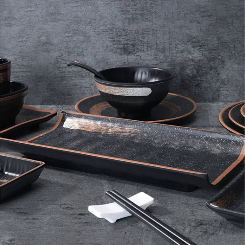 Melamine Dinner Plate Restaurant Tableware Set Serving Plate Sushi Plates Seasoning Dish Dessert Bowl Fruit Plates Salad Bowl