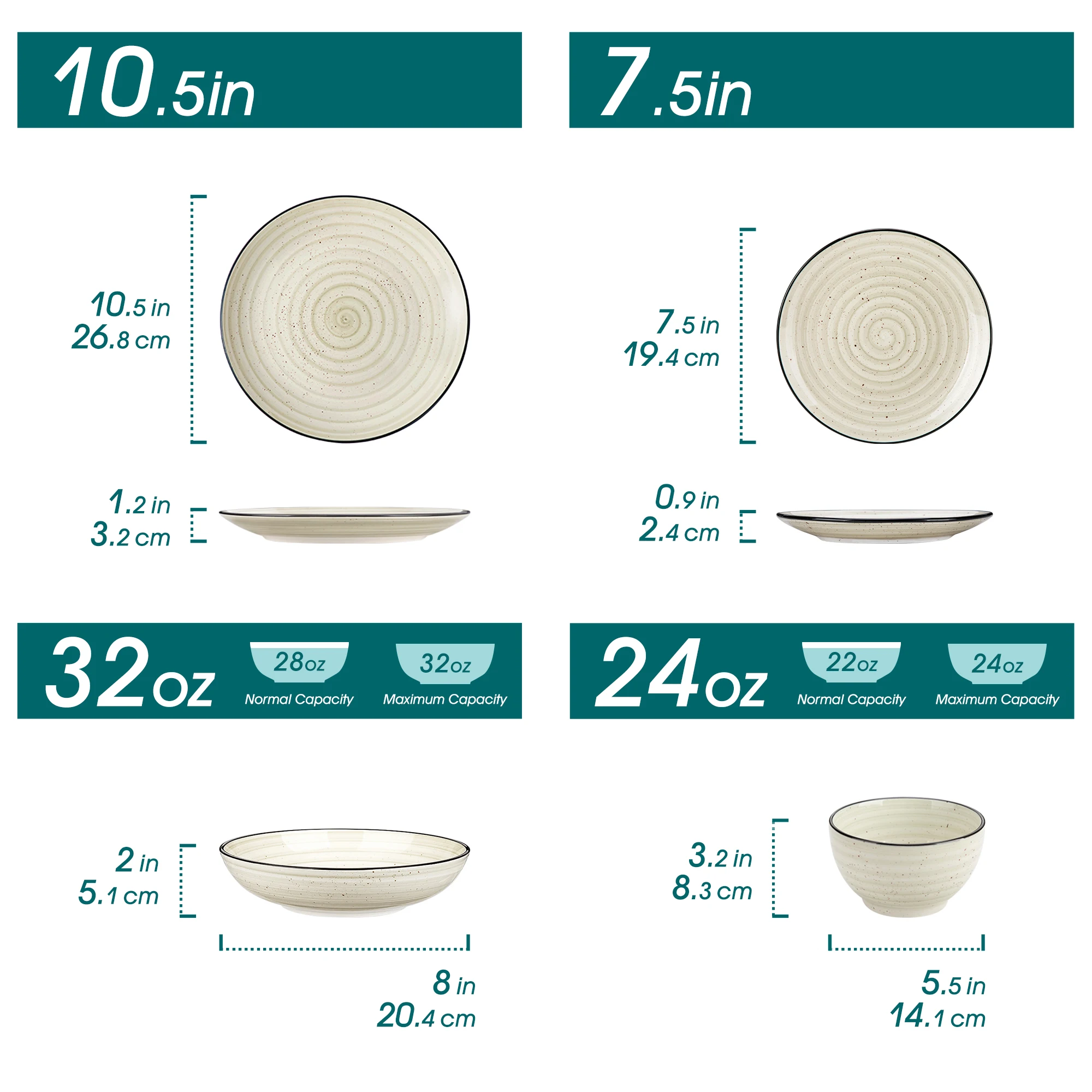 Vancasso 24/48 Piece Beige Plates Dinner Sets Ceramic Dinnerware Sets Handpainted Spiral With 6 Dinner Plate/Dessert/Soup/Bowl Vancasso 24/48 Piece Beige Plates Dinner Sets Ceramic Dinnerware Sets Handpainted Spiral With 6 Dinner Plate/Dessert/Soup/Bowl