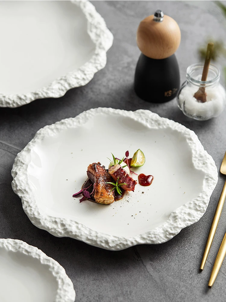 Simple Solid Color Tableware Porcelain Pasta Steak Plate Dinner Plate Creative Kitchen Irregular Serving Tray Cooking Dishes Simple Solid Color Tableware Porcelain Pasta Steak Plate Dinner Plate Creative Kitchen Irregular Serving Tray Cooking Dishes
