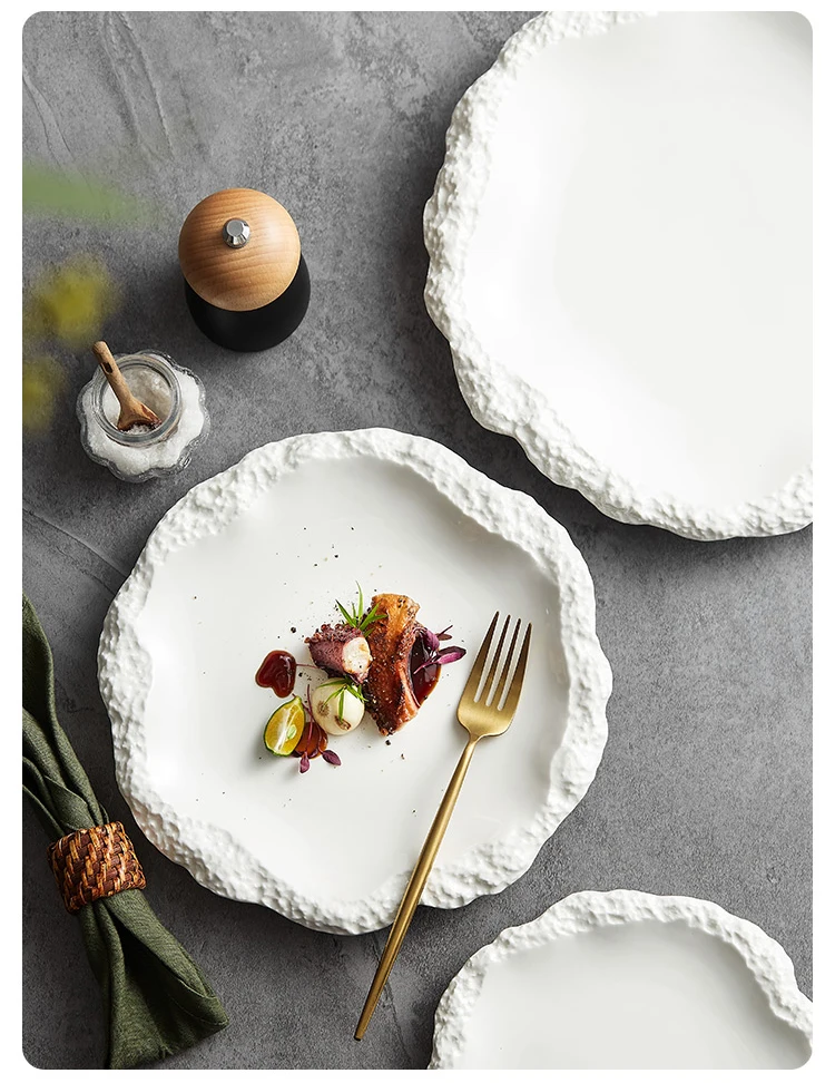 Simple Solid Color Tableware Porcelain Pasta Steak Plate Dinner Plate Creative Kitchen Irregular Serving Tray Cooking Dishes Simple Solid Color Tableware Porcelain Pasta Steak Plate Dinner Plate Creative Kitchen Irregular Serving Tray Cooking Dishes
