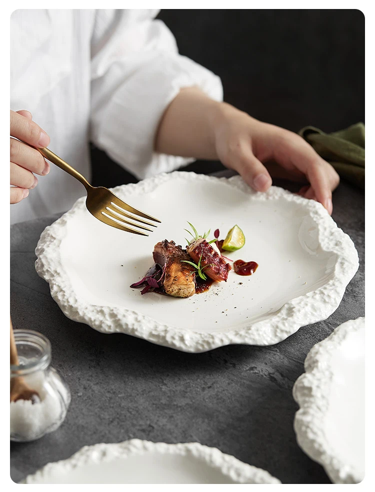 Simple Solid Color Tableware Porcelain Pasta Steak Plate Dinner Plate Creative Kitchen Irregular Serving Tray Cooking Dishes Simple Solid Color Tableware Porcelain Pasta Steak Plate Dinner Plate Creative Kitchen Irregular Serving Tray Cooking Dishes
