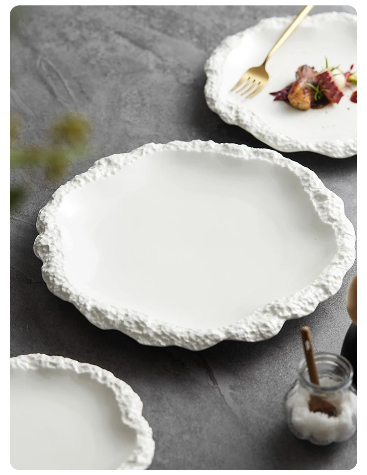 Simple Solid Color Tableware Porcelain Pasta Steak Plate Dinner Plate Creative Kitchen Irregular Serving Tray Cooking Dishes Simple Solid Color Tableware Porcelain Pasta Steak Plate Dinner Plate Creative Kitchen Irregular Serving Tray Cooking Dishes