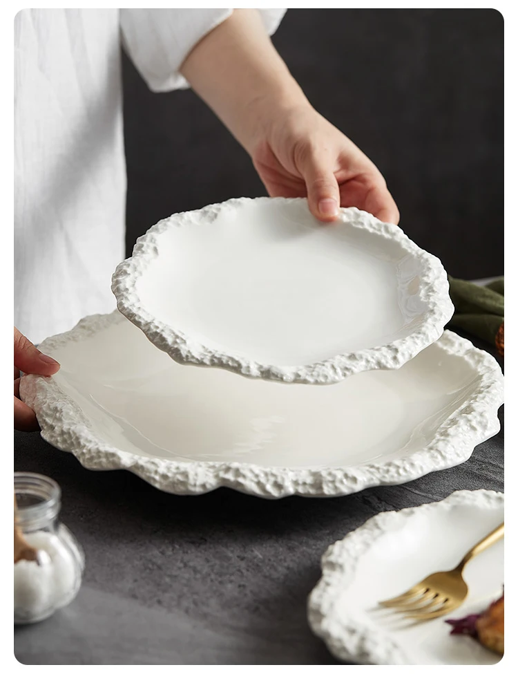 Simple Solid Color Tableware Porcelain Pasta Steak Plate Dinner Plate Creative Kitchen Irregular Serving Tray Cooking Dishes Simple Solid Color Tableware Porcelain Pasta Steak Plate Dinner Plate Creative Kitchen Irregular Serving Tray Cooking Dishes