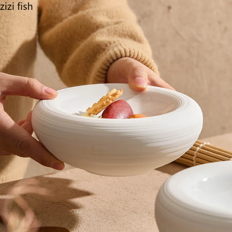White Double Layer Insulation Plate Serving Plate Ceramic Circular Thick Soup Plate Snack Dish Salmon Dish Restaurant Tableware White Double Layer Insulation Plate Serving Plate Ceramic Circular Thick Soup Plate Snack Dish Salmon Dish Restaurant Tableware