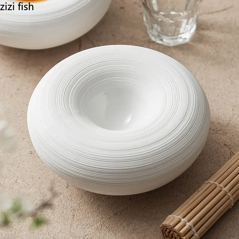 White Double Layer Insulation Plate Serving Plate Ceramic Circular Thick Soup Plate Snack Dish Salmon Dish Restaurant Tableware White Double Layer Insulation Plate Serving Plate Ceramic Circular Thick Soup Plate Snack Dish Salmon Dish Restaurant Tableware