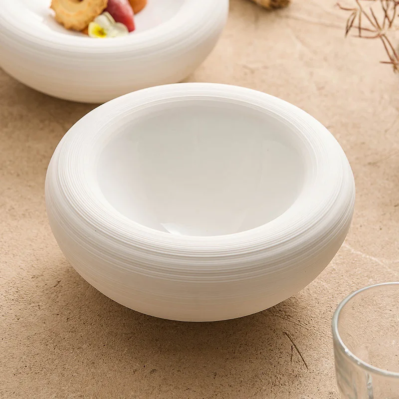 White Double Layer Insulation Plate Serving Plate Ceramic Circular Thick Soup Plate Snack Dish Salmon Dish Restaurant Tableware White Double Layer Insulation Plate Serving Plate Ceramic Circular Thick Soup Plate Snack Dish Salmon Dish Restaurant Tableware