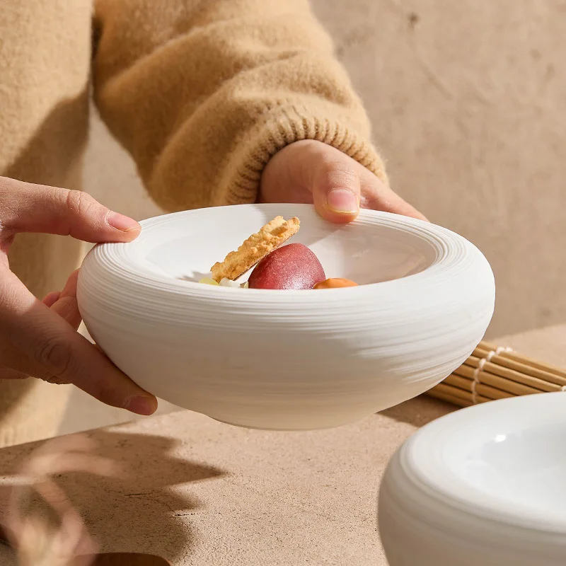 White Double Layer Insulation Plate Serving Plate Ceramic Circular Thick Soup Plate Snack Dish Salmon Dish Restaurant Tableware White Double Layer Insulation Plate Serving Plate Ceramic Circular Thick Soup Plate Snack Dish Salmon Dish Restaurant Tableware