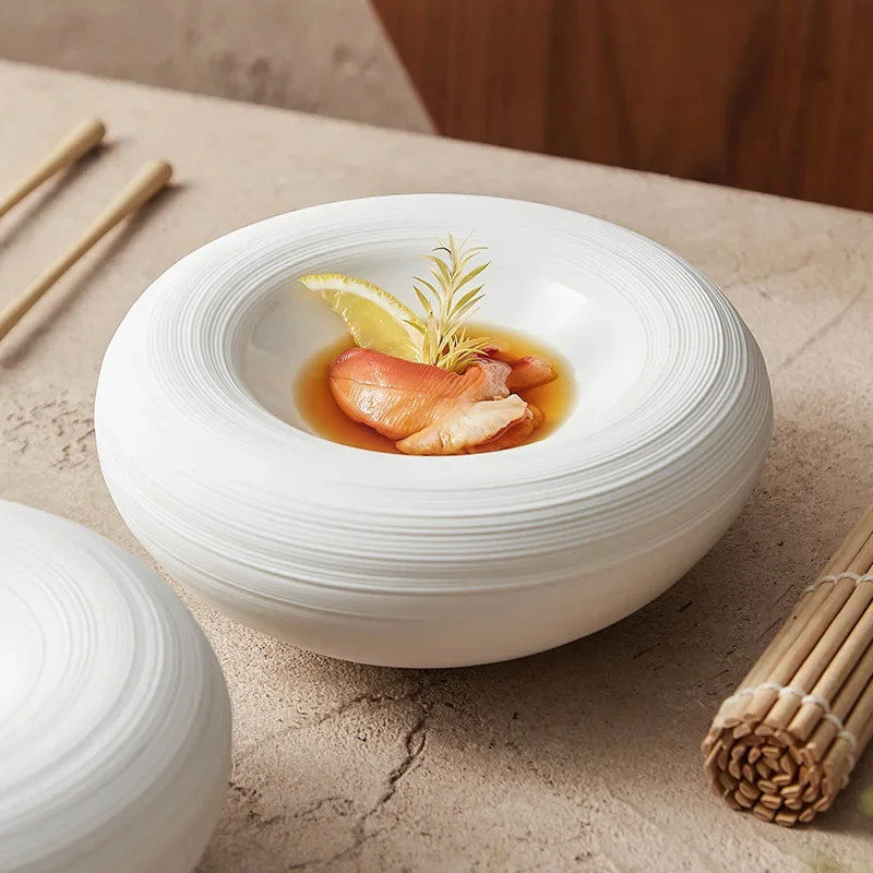White Double Layer Insulation Plate Serving Plate Ceramic Circular Thick Soup Plate Snack Dish Salmon Dish Restaurant Tableware White Double Layer Insulation Plate Serving Plate Ceramic Circular Thick Soup Plate Snack Dish Salmon Dish Restaurant Tableware