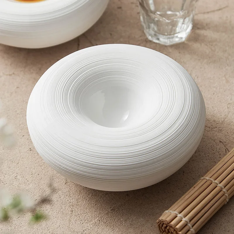 White Double Layer Insulation Plate Serving Plate Ceramic Circular Thick Soup Plate Snack Dish Salmon Dish Restaurant Tableware White Double Layer Insulation Plate Serving Plate Ceramic Circular Thick Soup Plate Snack Dish Salmon Dish Restaurant Tableware