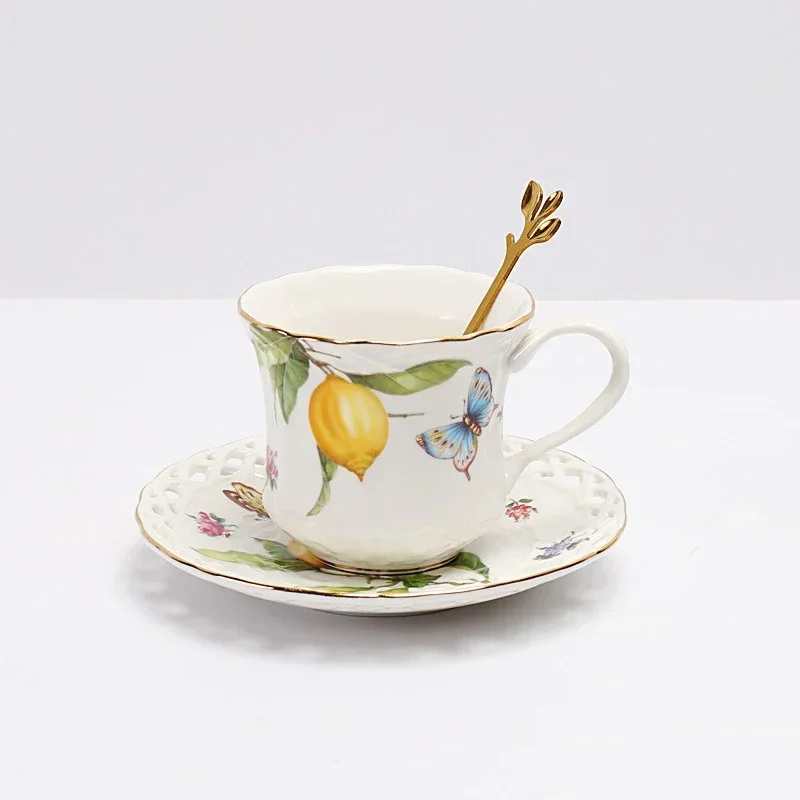 Europeanc Style Ceramic Dining Plate Elegant Lemon Pattern Dinner Steak Plate Coffee Cup Set Western Cuisine Dessert Plate Europeanc Style Ceramic Dining Plate Elegant Lemon Pattern Dinner Steak Plate Coffee Cup Set Western Cuisine Dessert Plate