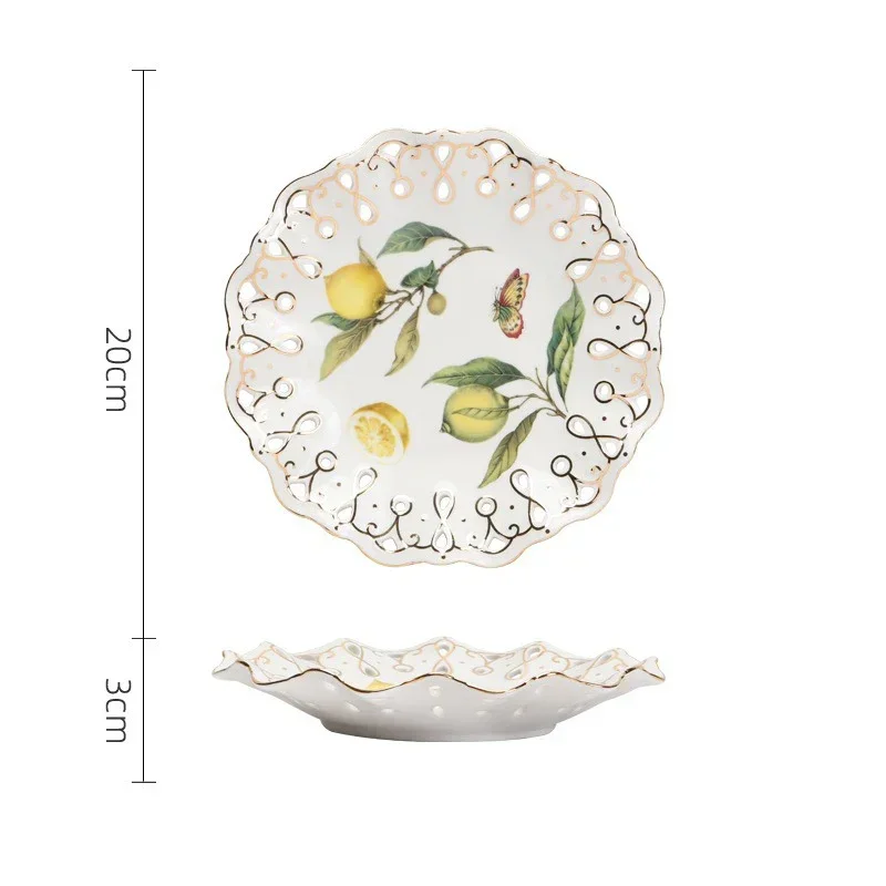 Europeanc Style Ceramic Dining Plate Elegant Lemon Pattern Dinner Steak Plate Coffee Cup Set Western Cuisine Dessert Plate Europeanc Style Ceramic Dining Plate Elegant Lemon Pattern Dinner Steak Plate Coffee Cup Set Western Cuisine Dessert Plate
